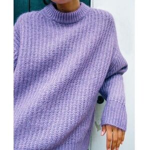 Zara Lilac Purple Purl knit chunky Women's Sweater pull over